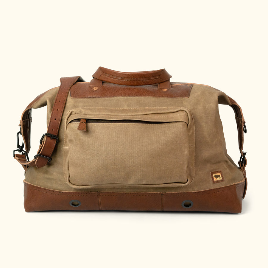 Men's Best Waxed Canvas Weekend Bag Khaki front