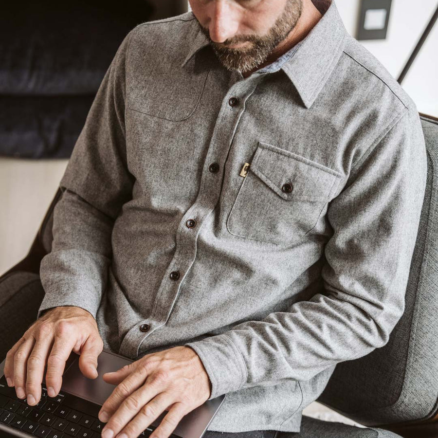 Gunnison Wool-Blend Solid Flannel Shirt | Heather Gray