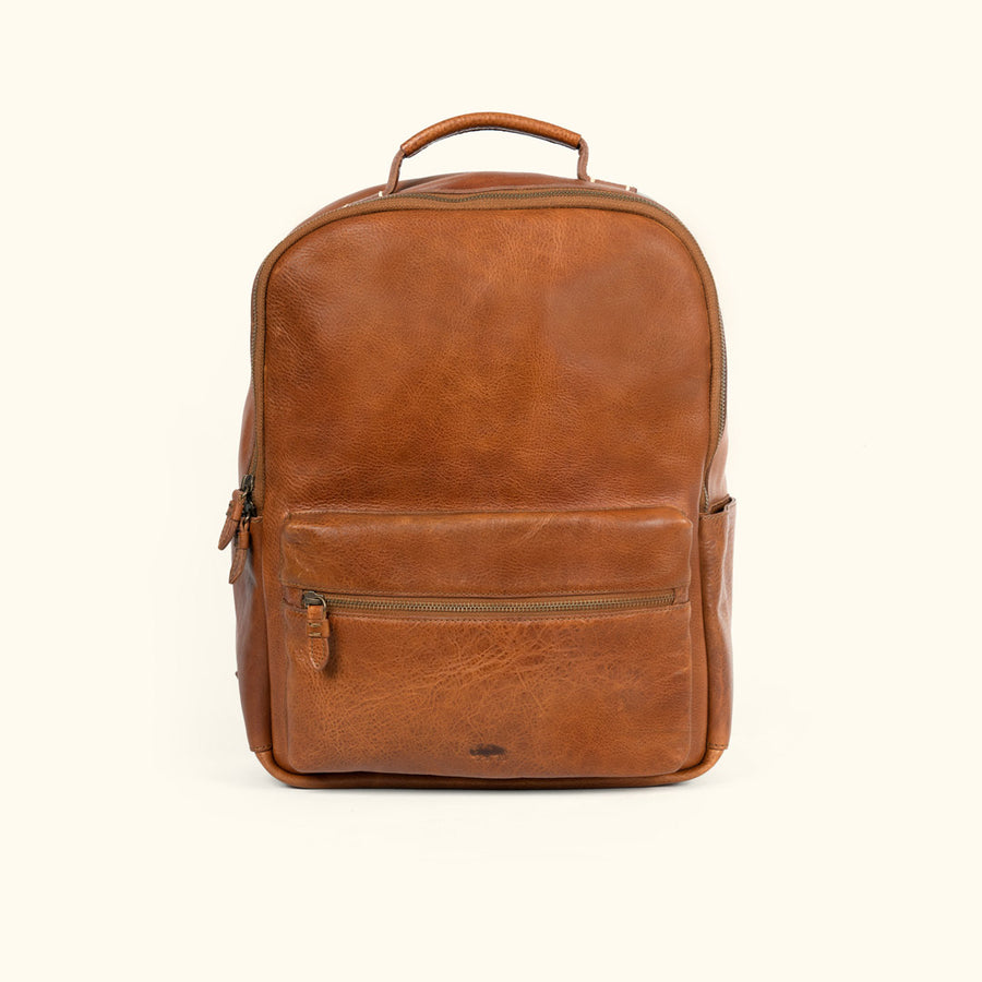 Men's Rustic Tan Leather Backpack