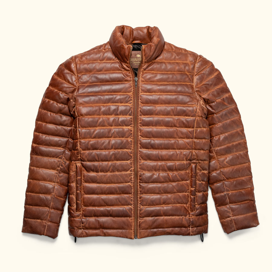 Mens Vintage Leather down jacket