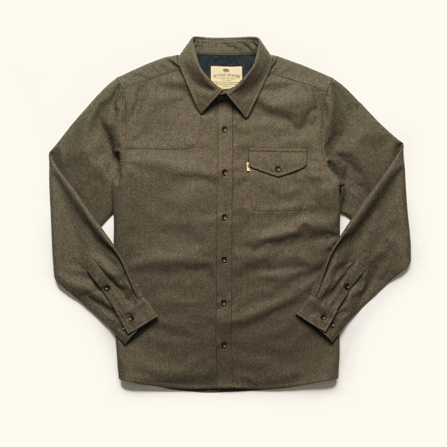 Gunnison Wool Blend Solid Flannel | Heather Green